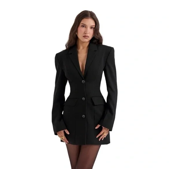 House Of CB Amia Blazer Mini Dress Black - Picture 6 of 10